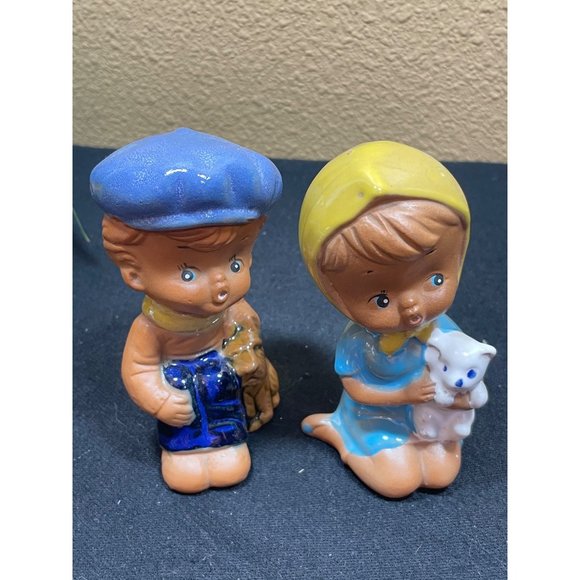 Vintage Napcoware Figurine Boy And Girl Sitting With Dogs - Picture 7 of 8